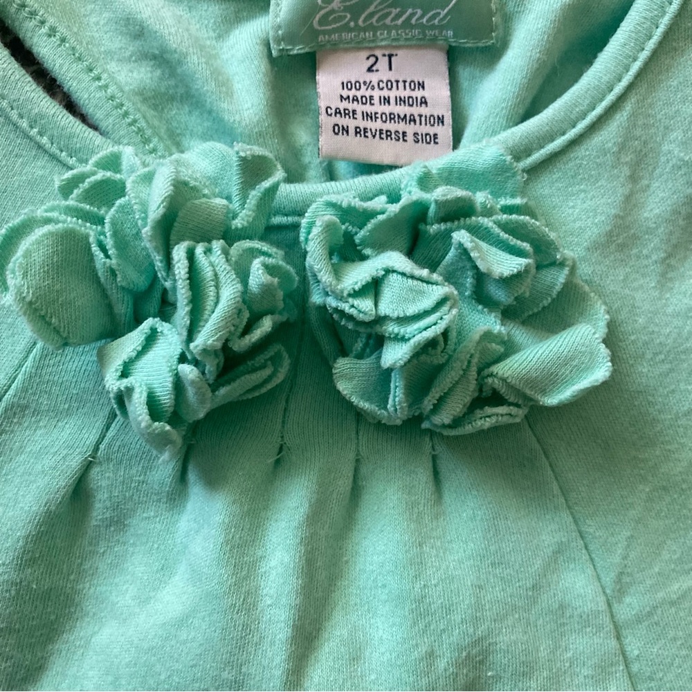 E-Land‎ green cotton Lauren sleeveless dress, size 2T - Picture 4 of 4